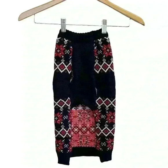 🌈 6/$60 New Frisco By Chewy Fair Isle Sweater Moose Poinsettia Navy Blue Large - Picture 2 of 7